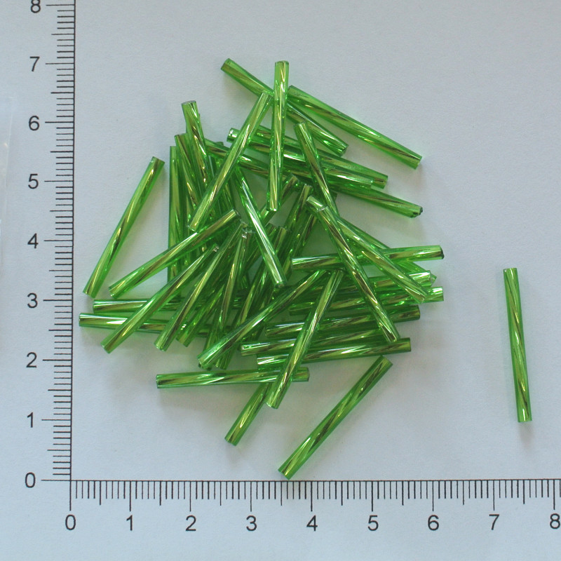 Skleněné tyčky 25 mm zelené kroucené (10g)