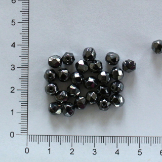 Skleněné ohňovky 6mm hematit (25ks)