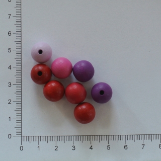 Dřevěné korálky mix růžový 12 mm (8ks)