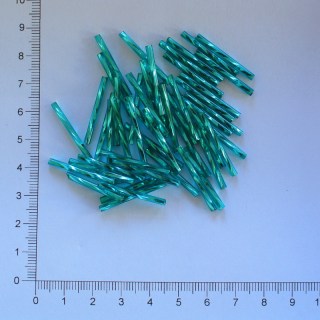 Skleněné tyčky 25mm zelený tyrkys kroucený (10g)
