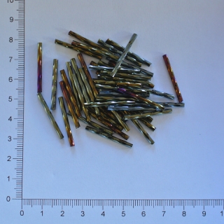 Skleněné tyčky 25mm zelenohnědý iris kroucený (10g)
