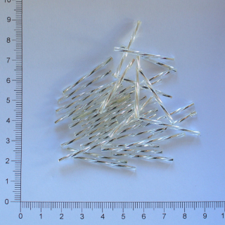 Skleněné tyčky 30mm stříbrná kroucená (10g)