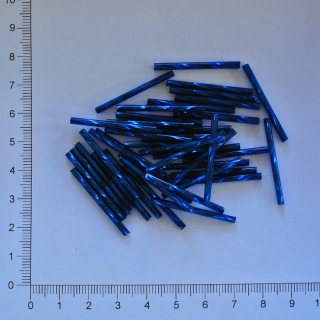 Skleněné tyčky 30mm modrá tmavá kroucená (10g)