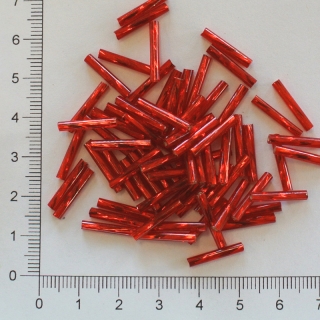 Skleněné tyčky 15mm červená kroucená (10g)