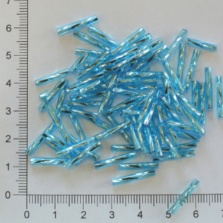 Skleněné tyčky 15mm tyrkys modrý kroucená (10g)