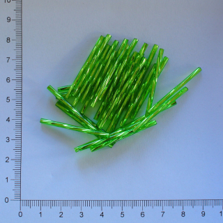 Skleněné tyčky 35mm zelená světlá kroucená (10g)