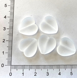 Skleněné srdce 15 mm čiré matné (5ks)