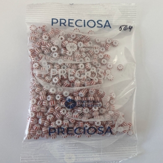 Rokajl bílý červené pruhy 5/0