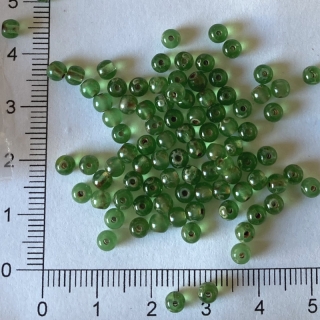 Skleněné kuličky 4mm zelené průhledné travertin (100ks)
