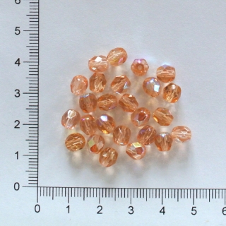 Skleněné ohňovky 6mm lososově růžová s AB (25ks)